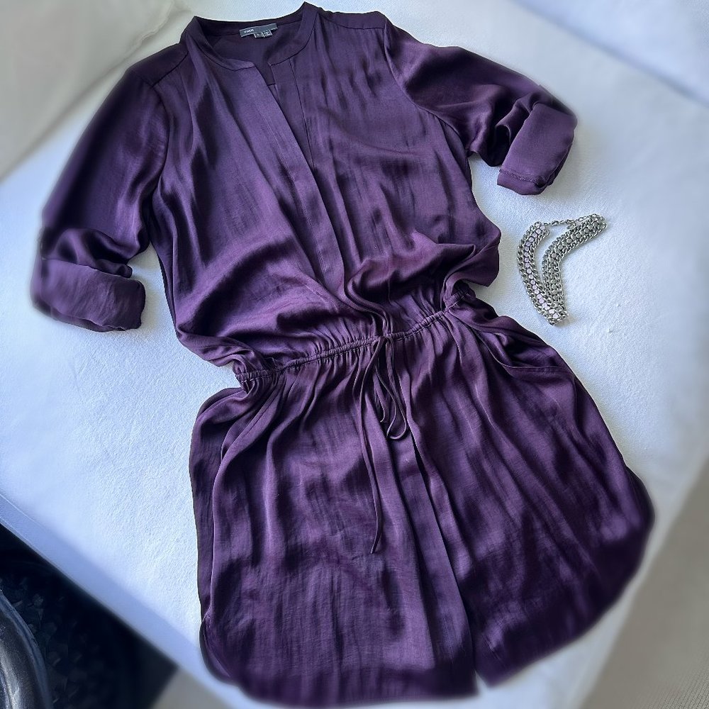 NWOT - Elegant & Chic: Vince Long Sleeve Dress in Luxurious Purple (Size L)